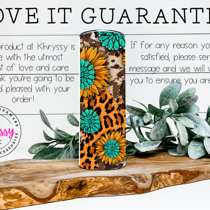 Sunflowers and Cowhide 20oz Tumbler with Straw