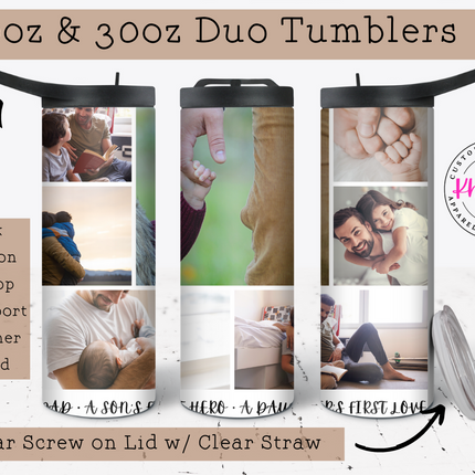 Our Hero Father's Day 20oz Photo-frame Tumbler with Straw