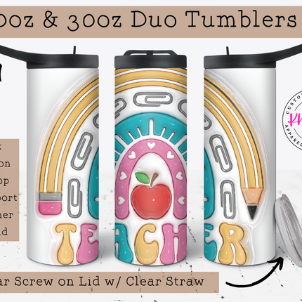 Rainbow Teacher Tribute 20oz Tumbler with Straw