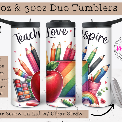 Teacher's Palette 20oz Tumbler with Straw
