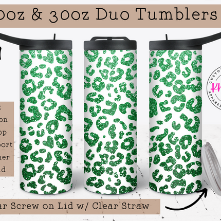 Sparkling Shamrocks Faux Glitter St. Patrick's Day 20oz Tumbler with Straw