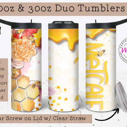 Honeybee Custom 20oz Tumbler with Straw