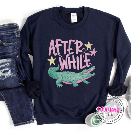 After While Crocodile Retro Pastel Crewneck Sweatshirt | Gift