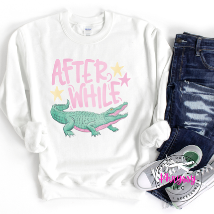 After While Crocodile Retro Pastel Crewneck Sweatshirt | Gift