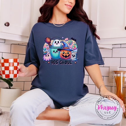 True Navy tee with the 90s Ghoul retro Halloween graphic