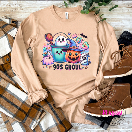 Sand Dune long sleeve tee with the retro 90s ghoul candy and mummy graphic