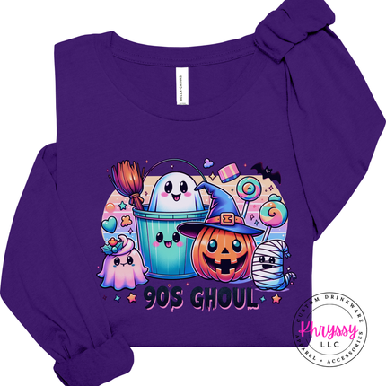 Team Purple long sleeve tee with the 90s Ghoul retro Halloween graphic