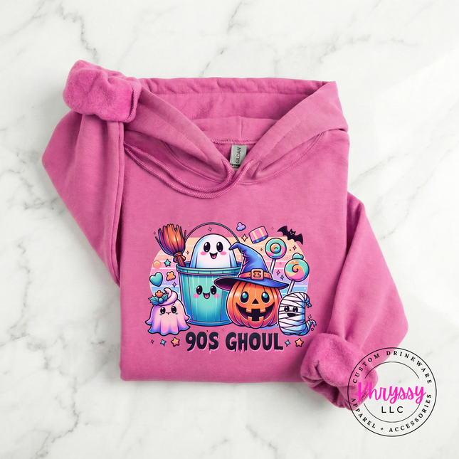 Cozy Azalea fleece hoodie featuring cute ghost and pumpkin characters.