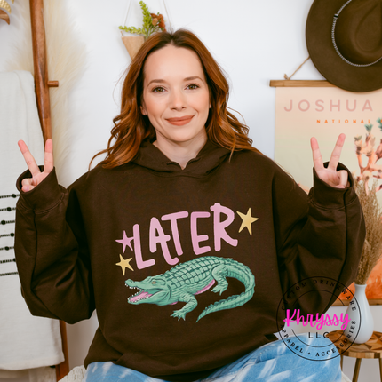 Later Crocodile Retro Pastel Hoodie | Funny Southern Gift for Her