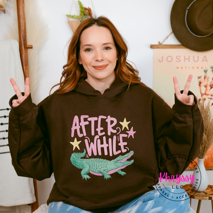 After While Crocodile Retro Pastel Hoodie | Funny Gift for Her