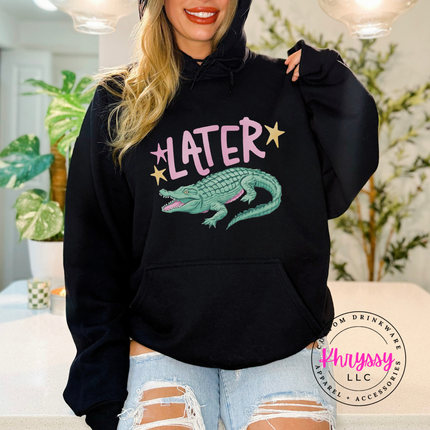 Later Crocodile Retro Pastel Hoodie | Funny Southern Gift for Her