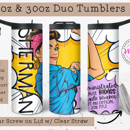Administrator Because Badass Custom 20oz Tumbler with Straw