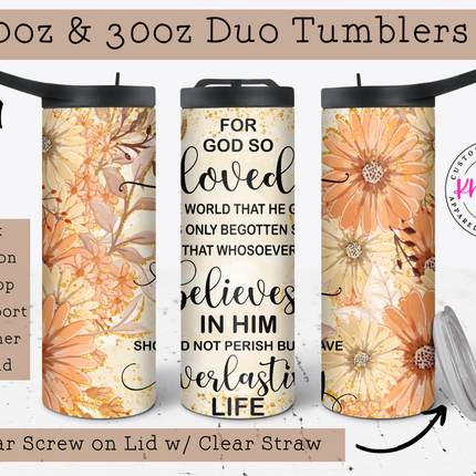 John 3:16 20oz Tumbler with Straw