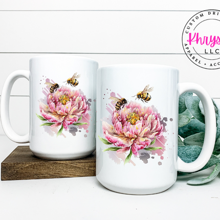 Bumble Bee and Flower 15oz Coffee Mug
