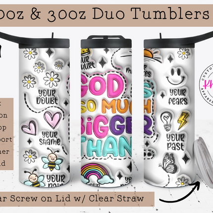 Faithful Sips: God is Bigger Than... 20oz Inspirational Tumbler with Straw