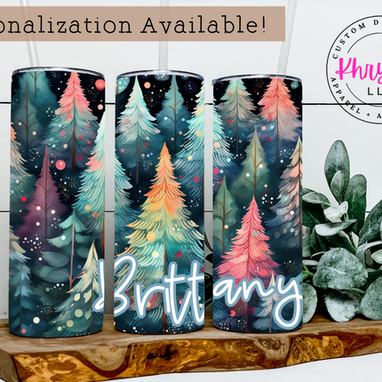 Enchanted Forest Vibrant Christmas Tree 20oz Tumbler with Straw