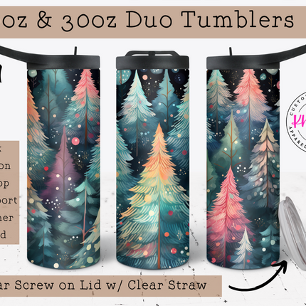 Enchanted Forest Vibrant Christmas Tree 20oz Tumbler with Straw