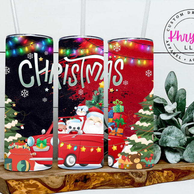 Santa and Friends 20oz Tumbler with Straw