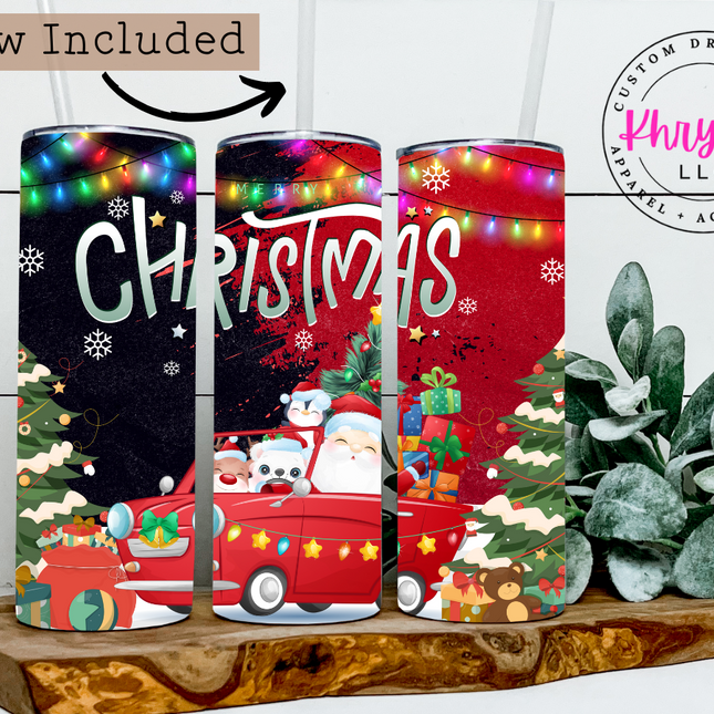 Santa and Friends 20oz Tumbler with Straw