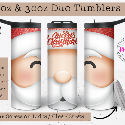 Santa Clause 20oz Tumbler with Straw