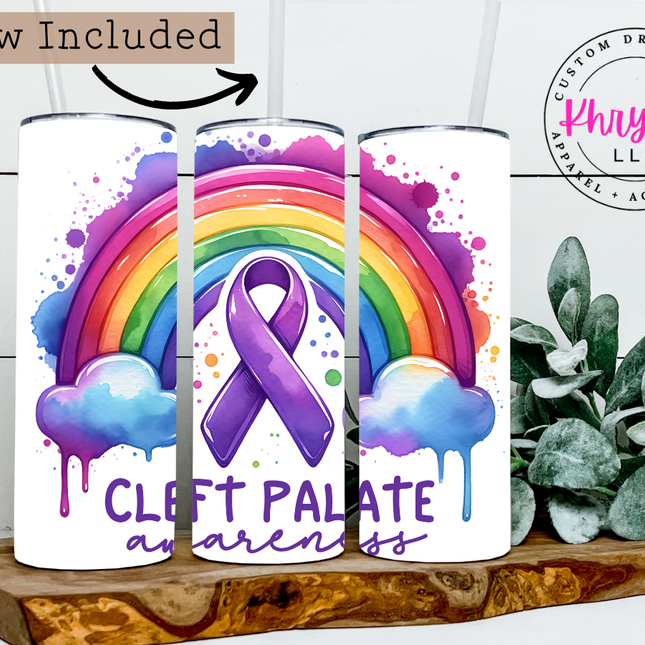 Vibrant Rainbow Cleft Palate Awareness 20oz Tumbler with Straw