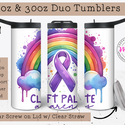Vibrant Rainbow Cleft Palate Awareness 20oz Tumbler with Straw
