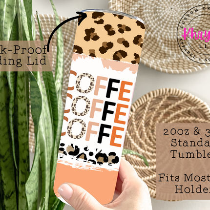 Coffee Coffee Coffee Please 20oz Animal Print Tumbler with Straw