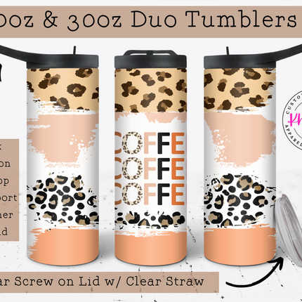Coffee Coffee Coffee Please 20oz Animal Print Tumbler with Straw