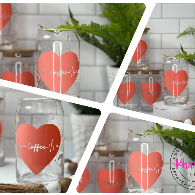 Coffee Is My Lifeline 16oz Glass Libbey Coffee Cup with Glass Straw