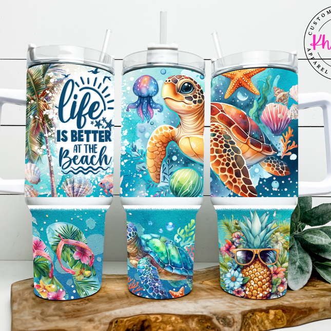 Life Is Better at the Beach 40oz Tumbler with Metal Straw