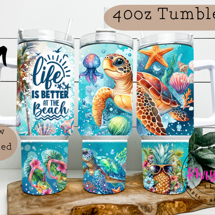 Life Is Better at the Beach 40oz Tumbler with Metal Straw