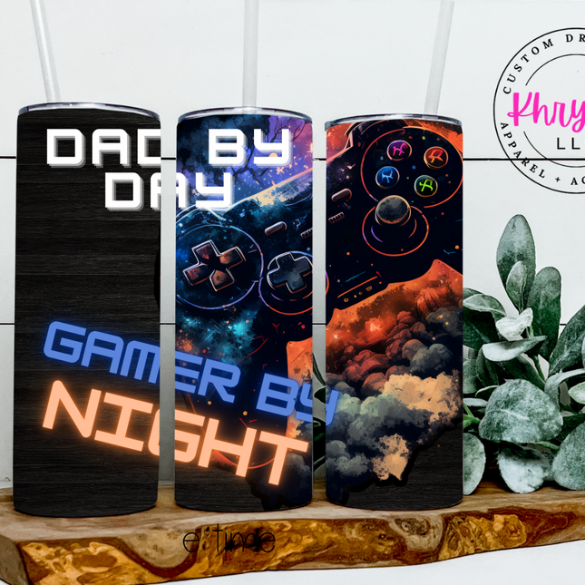 Dad by Day Gamer By Night 20oz Tumbler with Straw