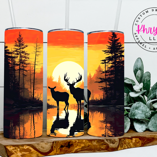 Deers at Sunrise 20oz Tumbler with Straw