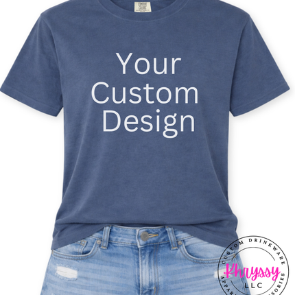 Denim Comfort Colors tee printed with your own custom artwork