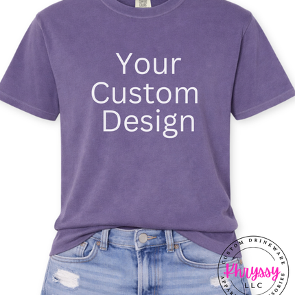 Grape Comfort Colors tee with your custom photo, logo or saying