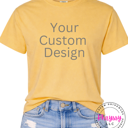 Mustard Comfort Colors tee with your custom photo, logo or saying