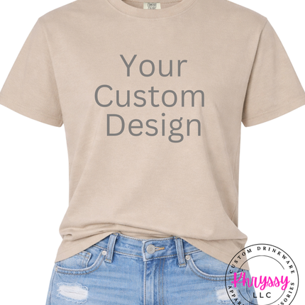 Sandstone Comfort Colors tee with your custom photo, logo or saying
