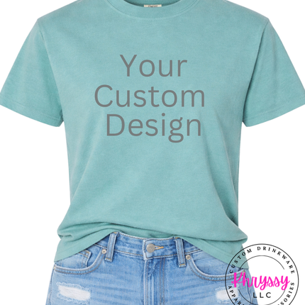 Seafoam personalized Comfort Colors tee made with your unique design