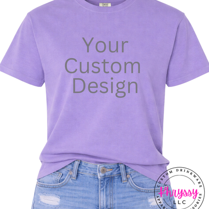Violet custom canvas print tee personalized with your design or text