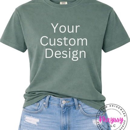 Light Green Comfort Colors tee printed with your own custom artwork