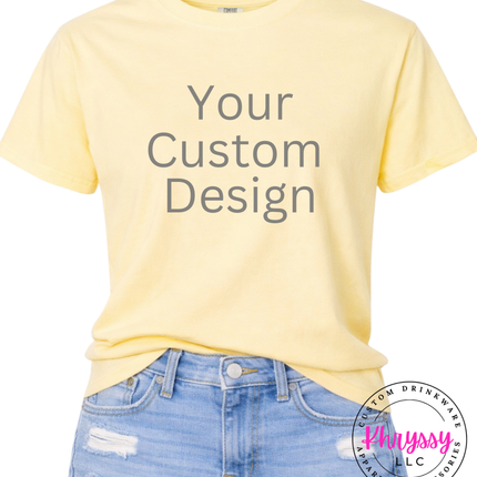 Butter Comfort Colors tee printed with your own custom artwork
