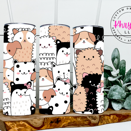 Doodle Animals 20oz Tumbler with Straw