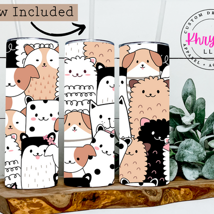 Doodle Animals 20oz Tumbler with Straw