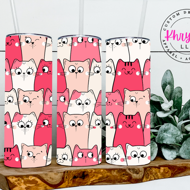 Doodle Cats 20oz Tumbler with Straw