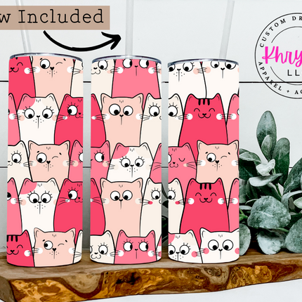 Doodle Cats 20oz Tumbler with Straw