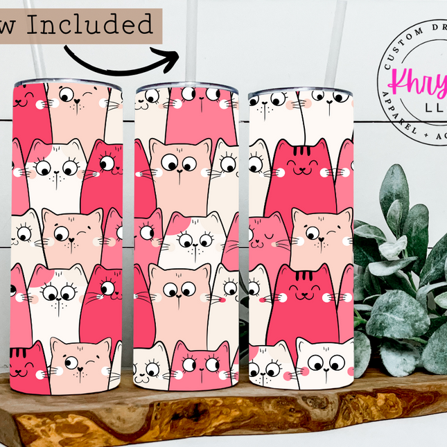Doodle Cats 20oz Tumbler with Straw