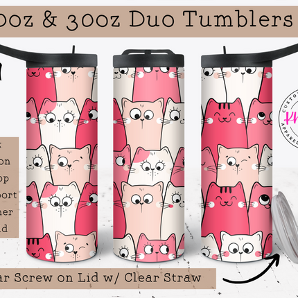 Doodle Cats 20oz Tumbler with Straw