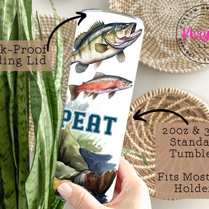 Eat Sleep Fish Repeat 20oz Tumbler with Straw