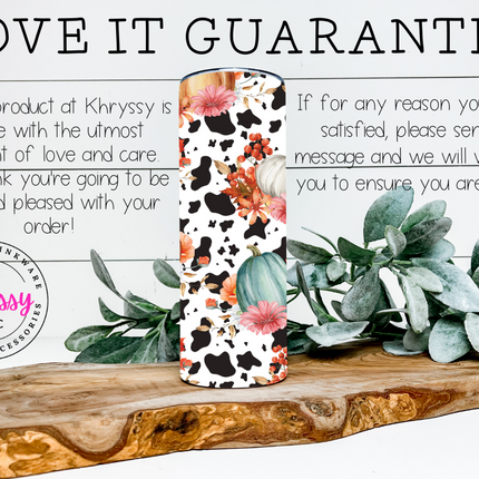Cow Print Fall Pumpkin 20oz Tumbler with Straw