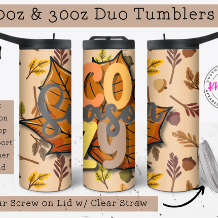 Autumn Delights: Cozy Season 20oz Tumbler with Straw